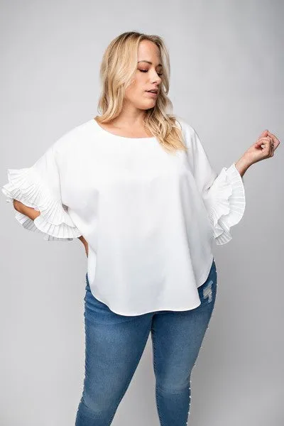 Plus pleated ruffle Sleeve Top