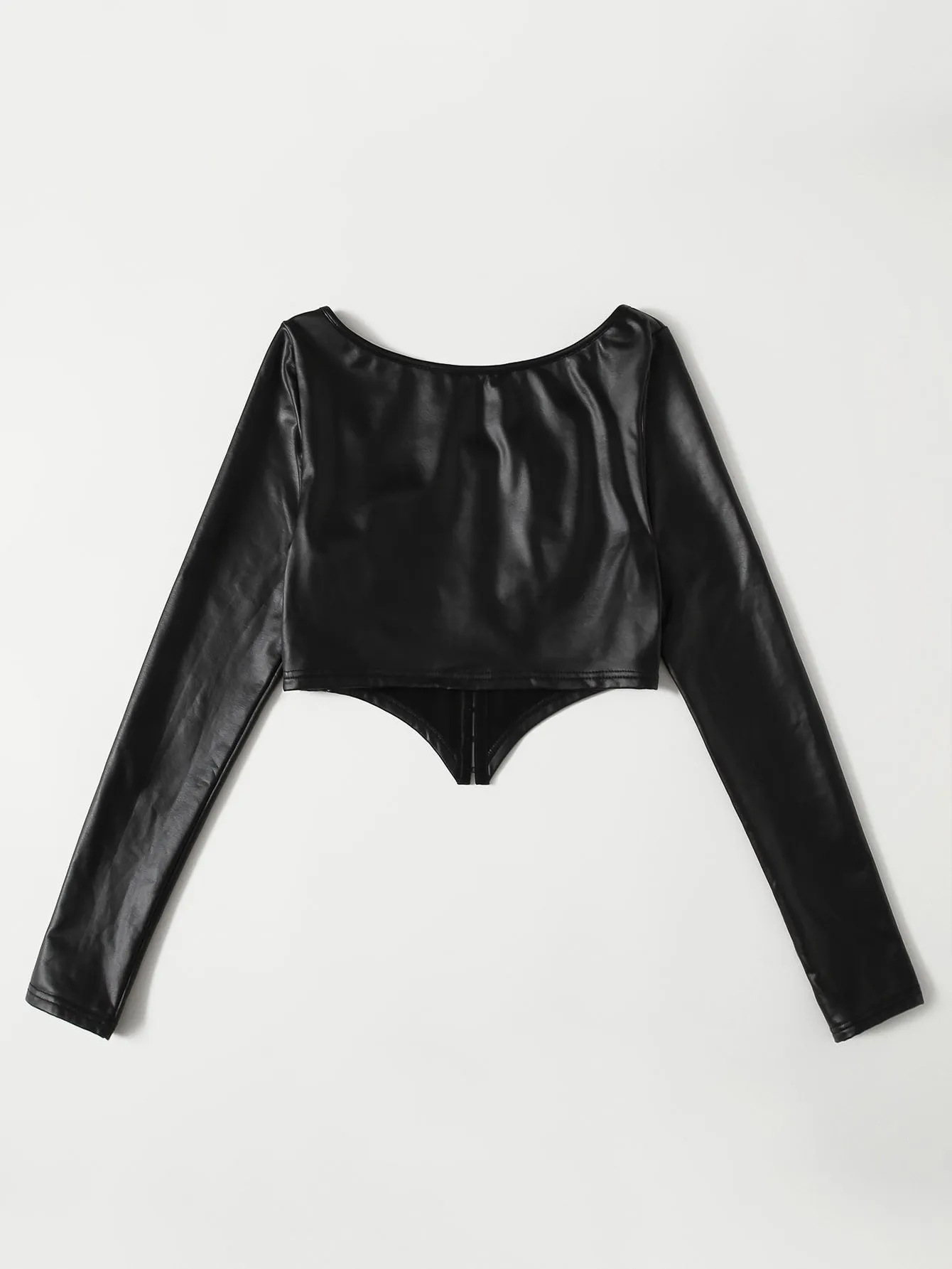 PU Leather Crop Top- size: Large