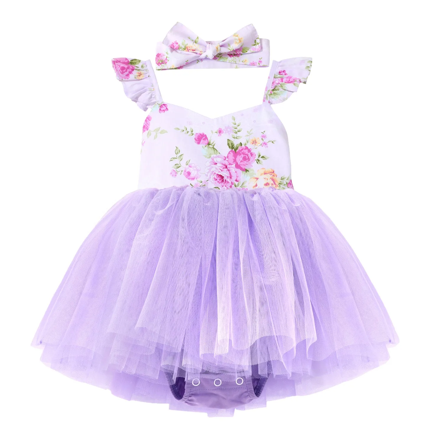 Purple Summer Baby Girls Tutu Dress Tulle  Toddler Birthday Tea Party Dress