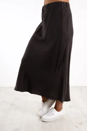 Reese Cupro Midi Skirt Coal