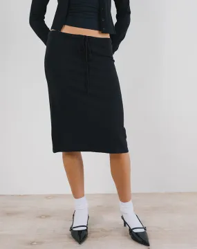 Rella Midi Skirt in Flat Knit Black