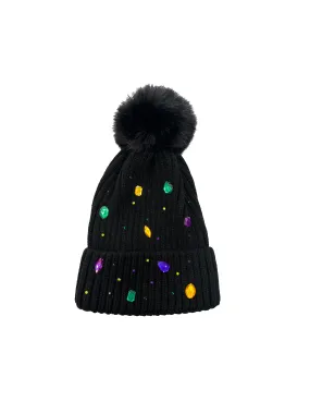 Rhinestone Beanie - Black