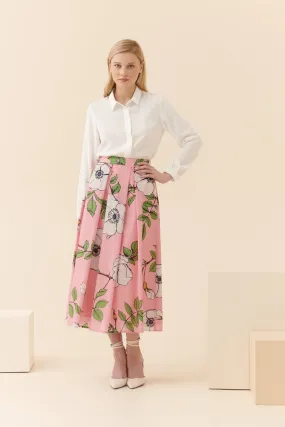 Roman Floral Patterned Midi Skirt Multi Color