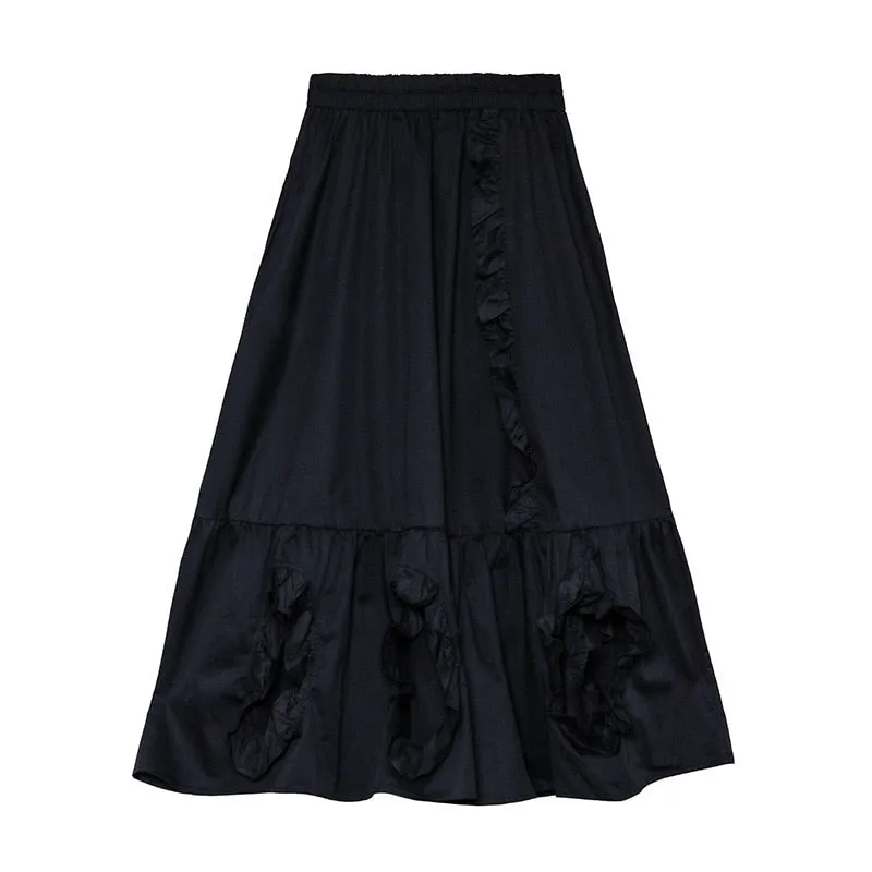 Ruffles Check Midi Skirt