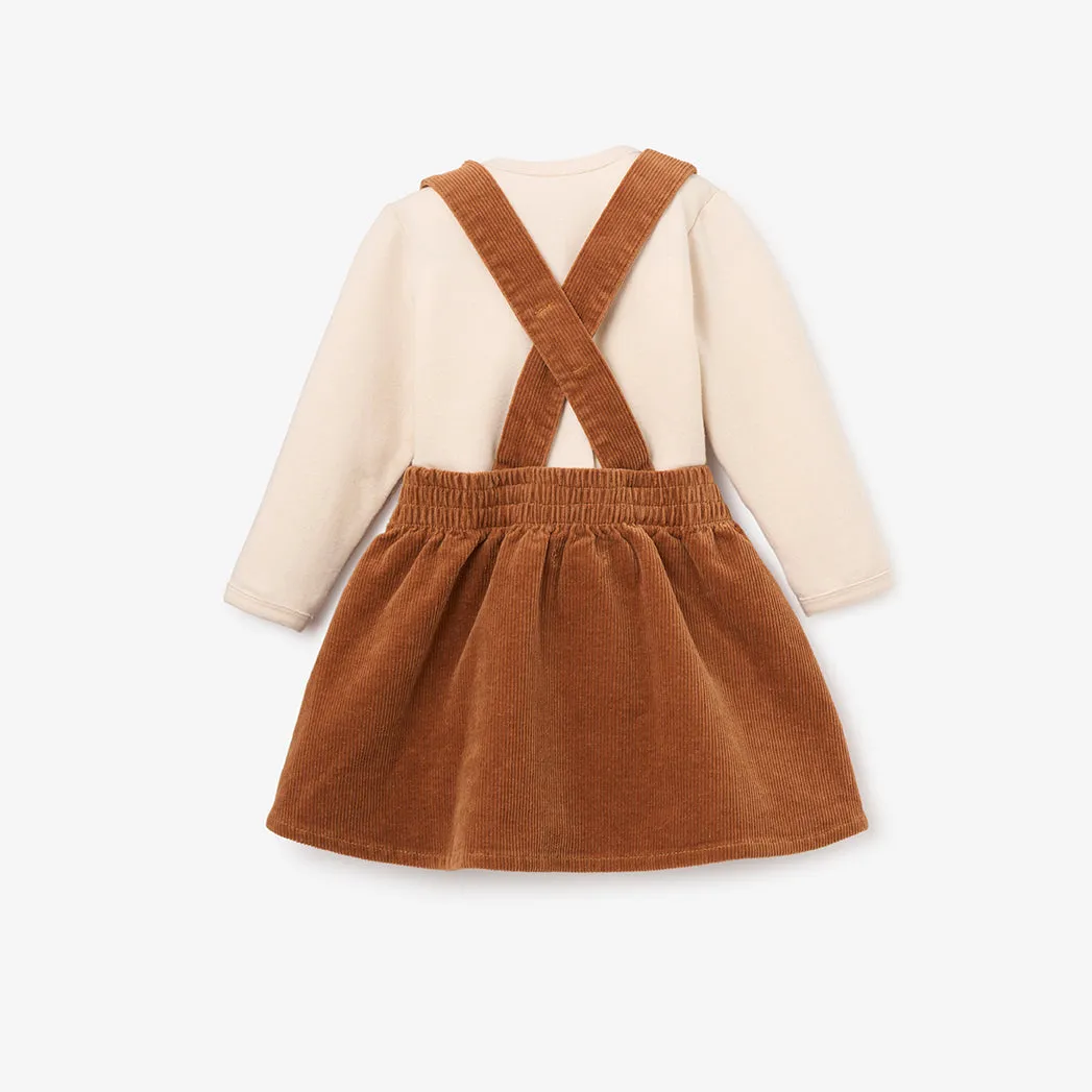 Rust Corduroy Overall Skirt & Bodysuit