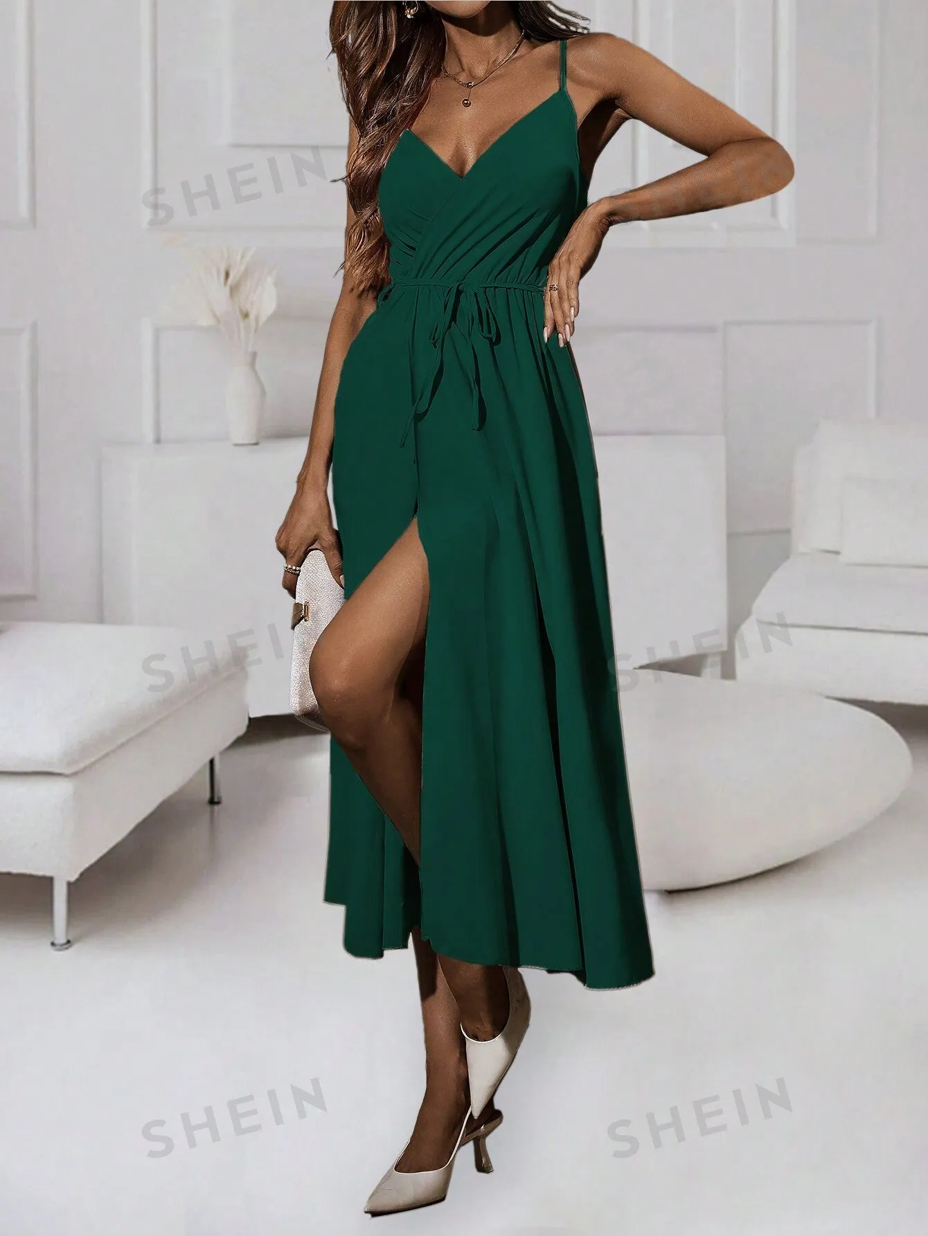 Solid Wrap Hem Cami Dress For Summer