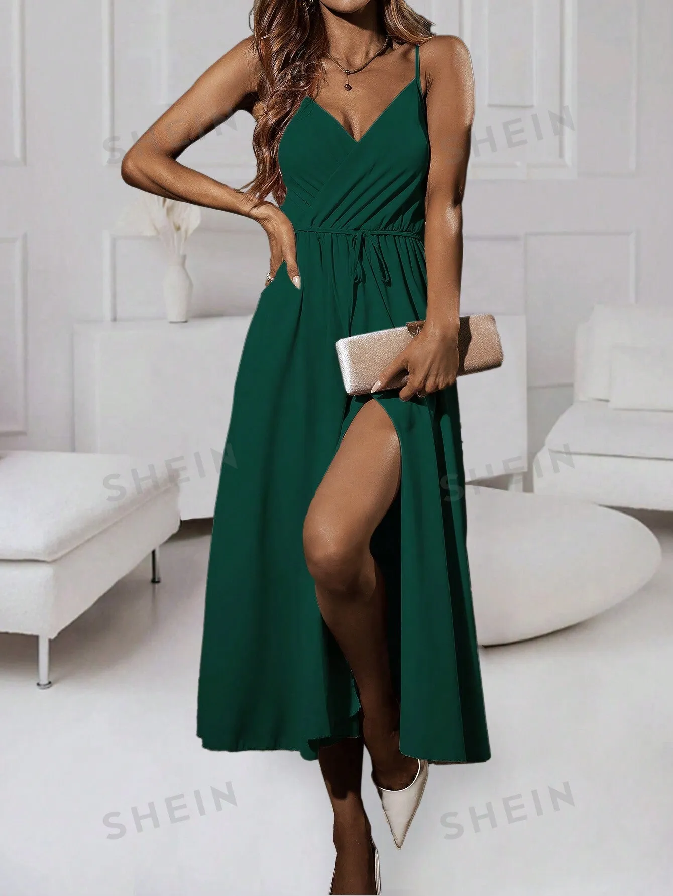 Solid Wrap Hem Cami Dress For Summer