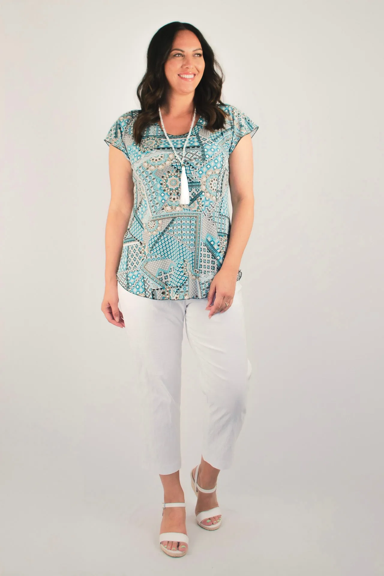 Spearmint Print Short Sleeve Jersey Top