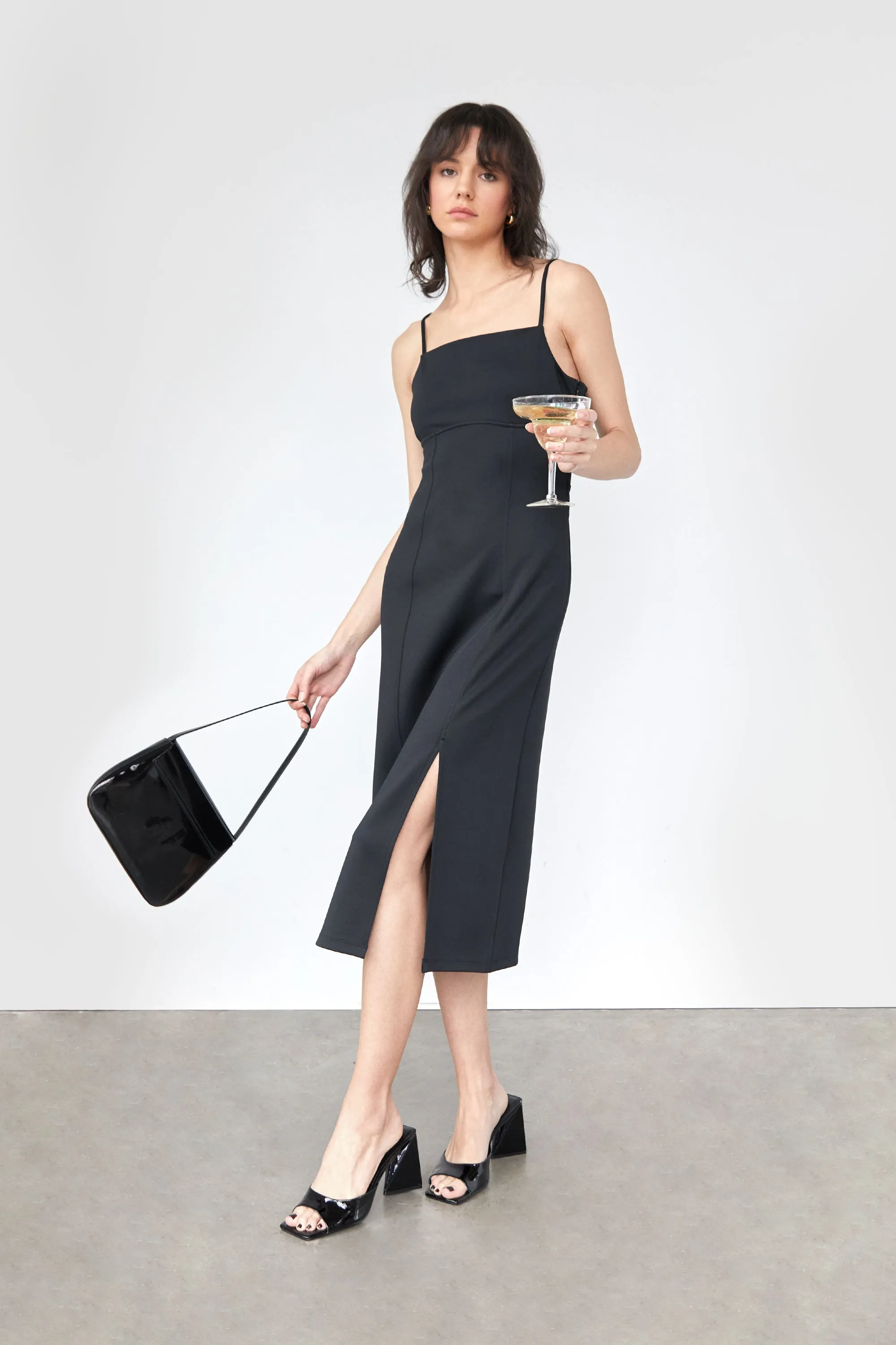 SQUARE NECKLINE MIDI DRESS