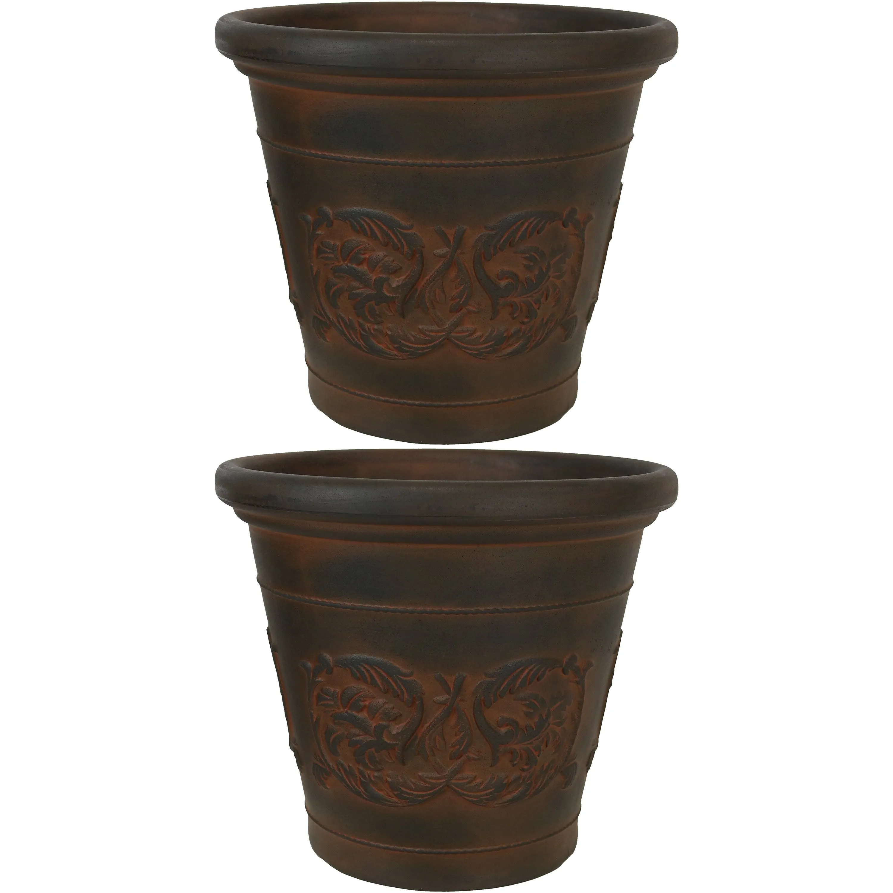 Sunnydaze Arabella Outdoor Resin Planter - Rust - 16"