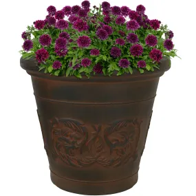 Sunnydaze Arabella Outdoor Resin Planter - Rust - 16"