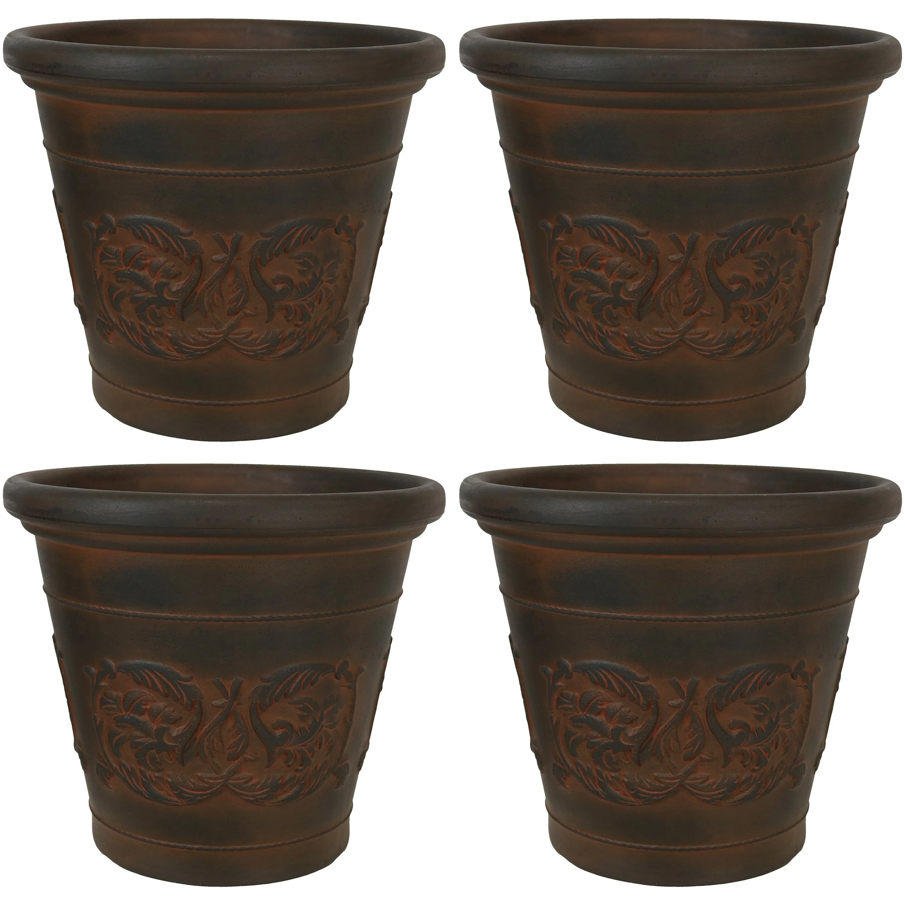 Sunnydaze Arabella Outdoor Resin Planter - Rust - 16"