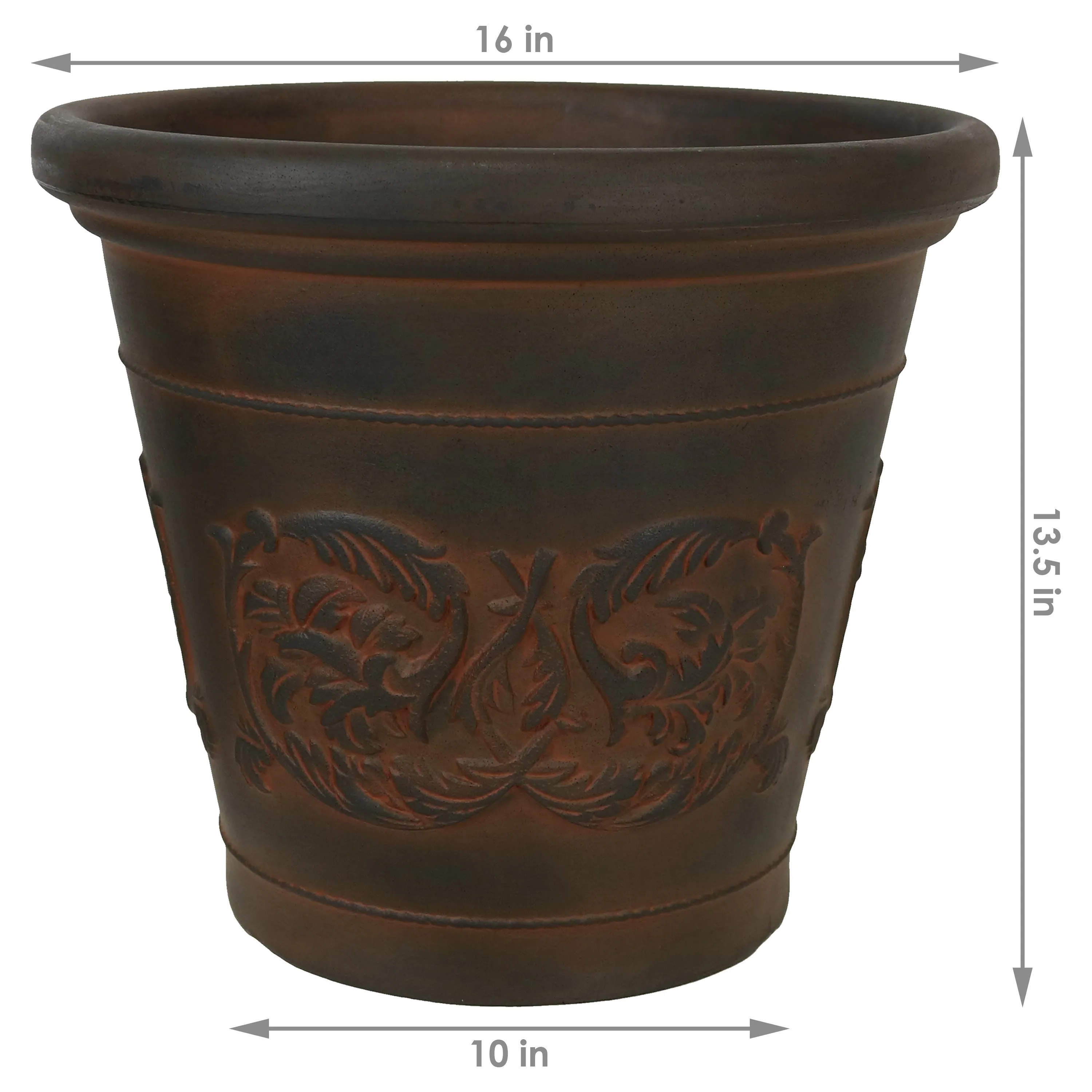 Sunnydaze Arabella Outdoor Resin Planter - Rust - 16"