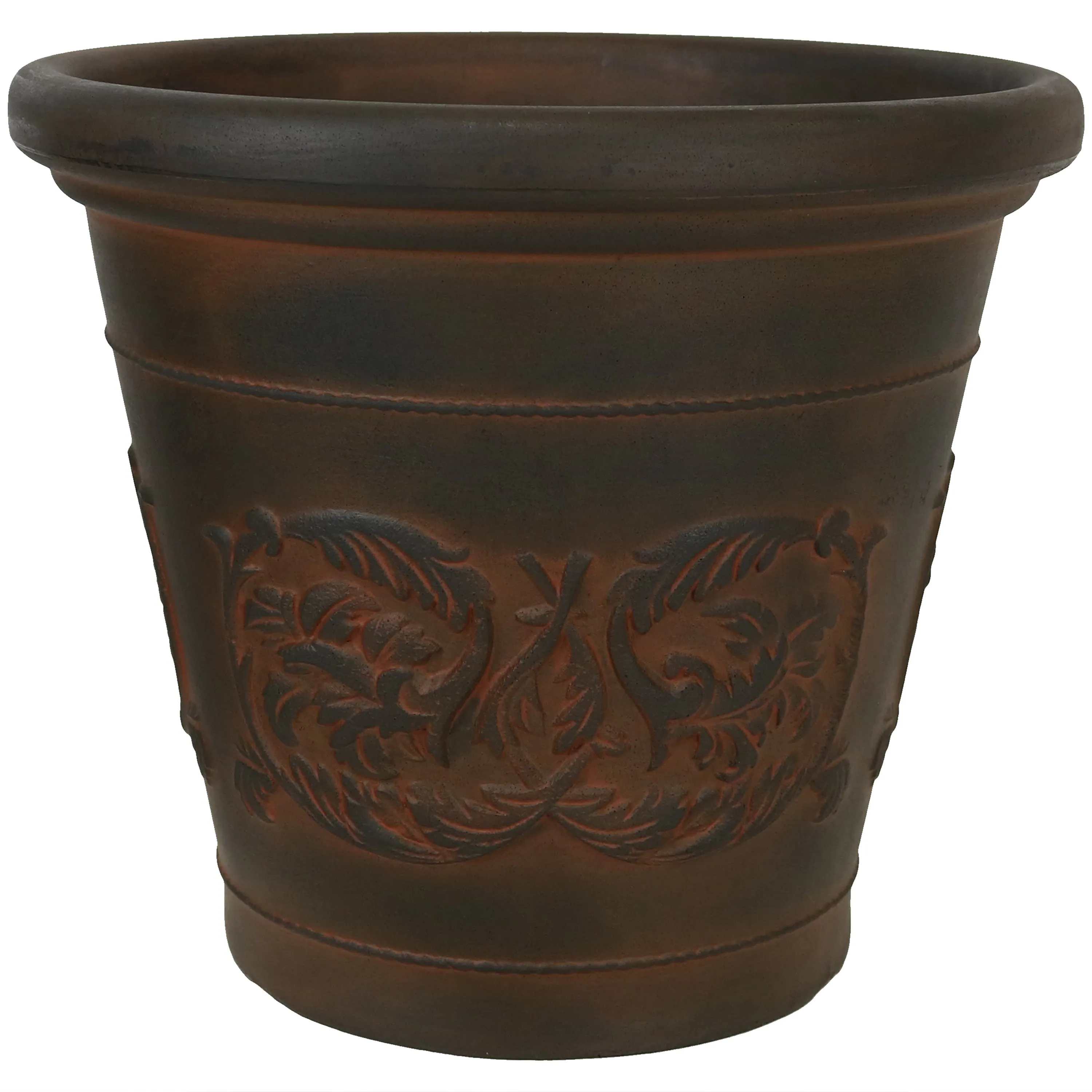 Sunnydaze Arabella Outdoor Resin Planter - Rust - 16"