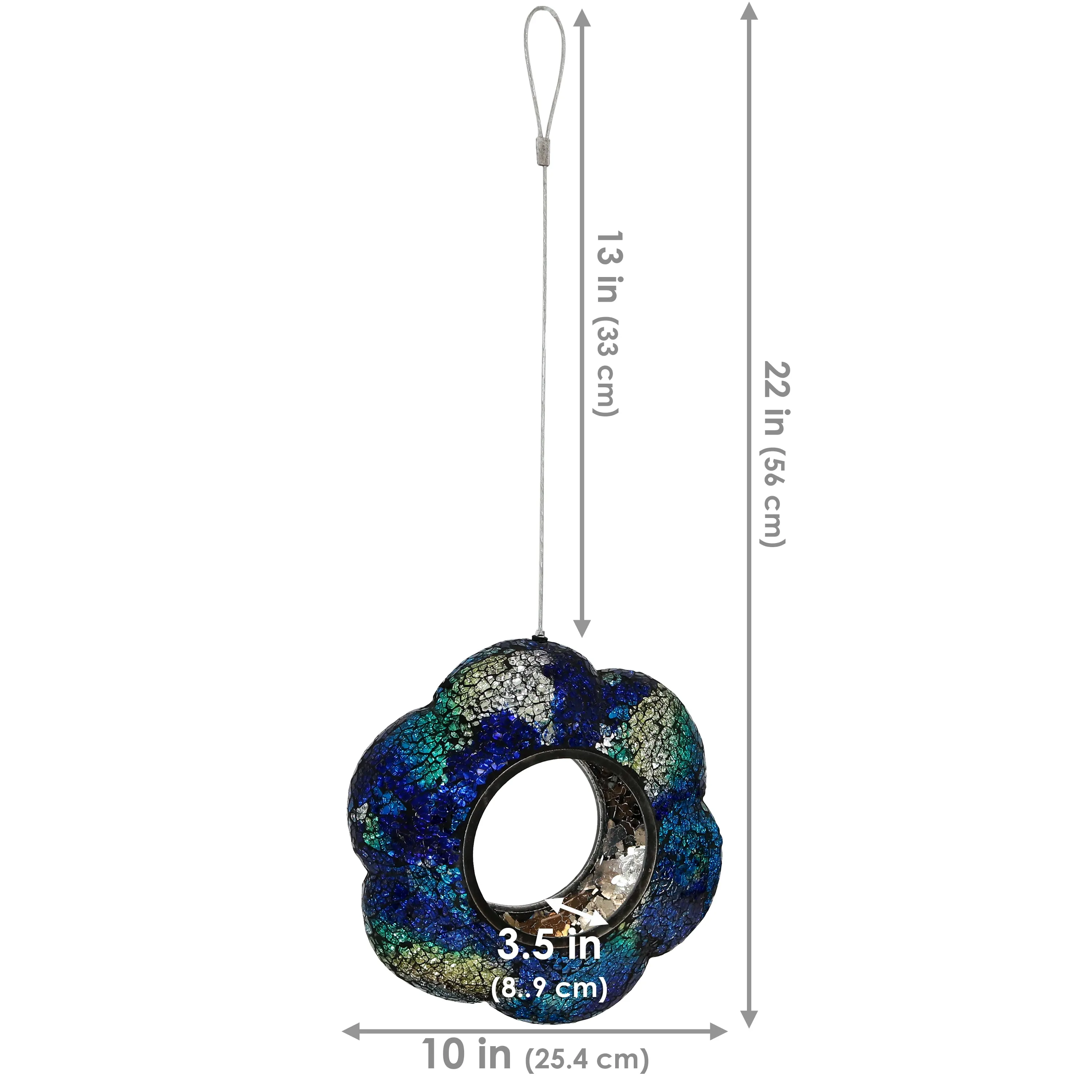 Sunnydaze Indigo Flower Fly-Through Hanging Outdoor Bird Feeder - 10"