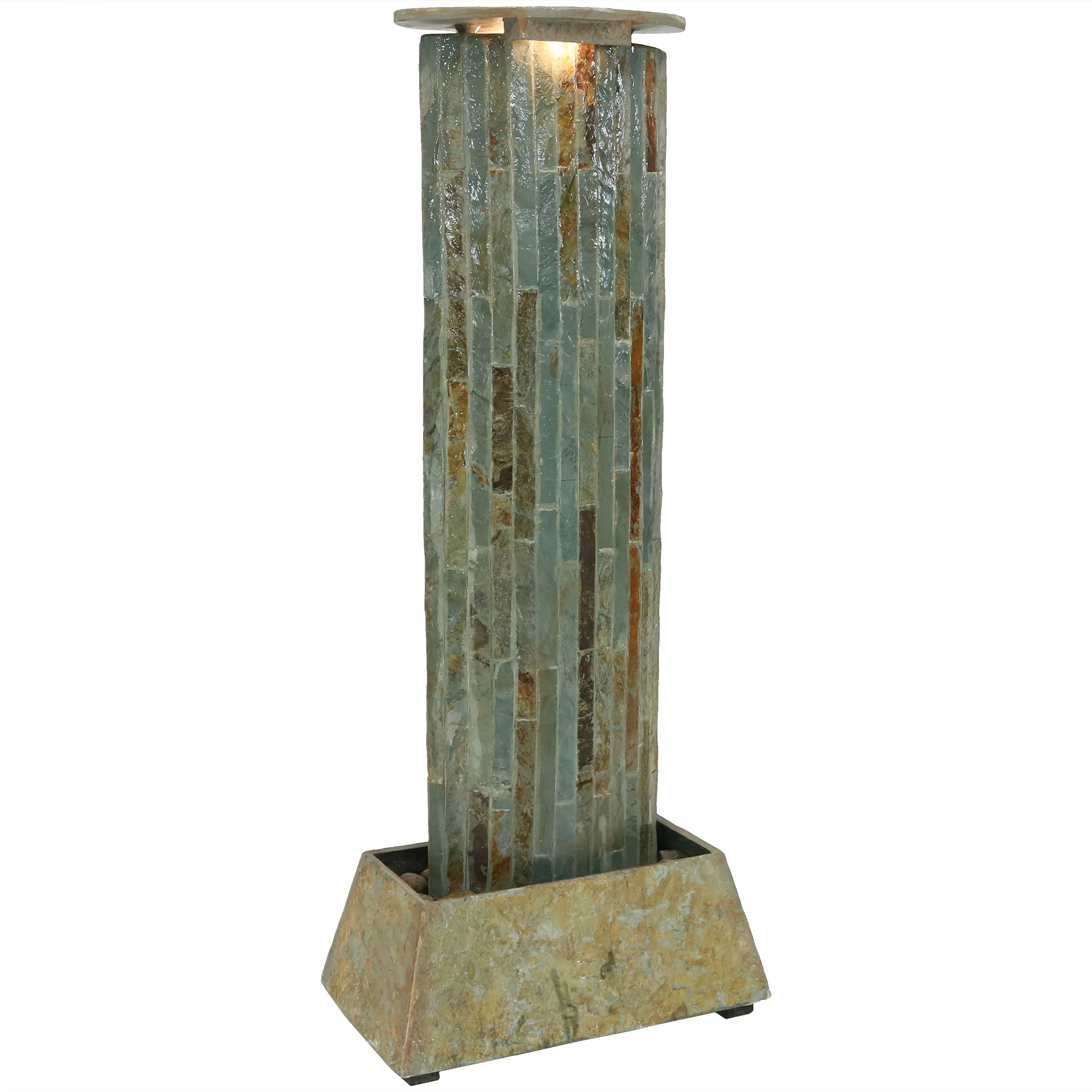 Sunnydaze Indoor/Outdoor Natural Slate Floor Water Fountain - 49"