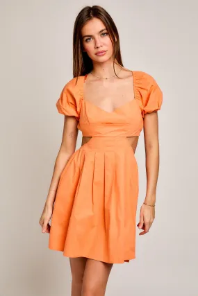 Sunset Puff Sleeve Open Back Mini Dress