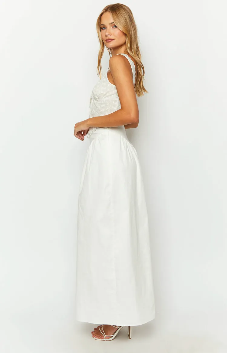 Sweetheart Swirl White Midi Skirt