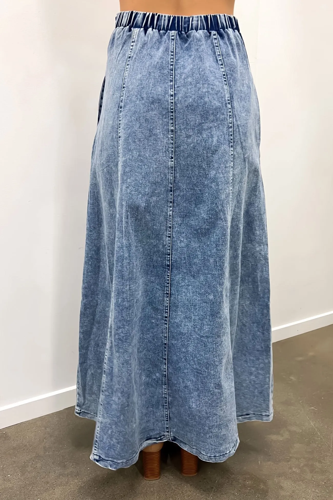 Taylor Denim Maxi Skirt Blue