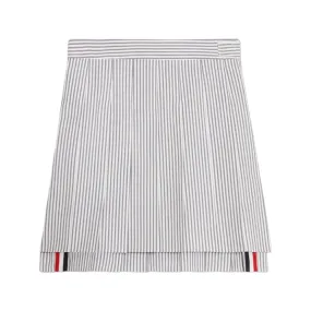 Thom Browne Kids Seersucker Pleated Mini Skirt