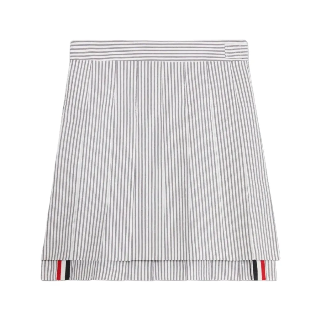 Thom Browne Kids Seersucker Pleated Mini Skirt