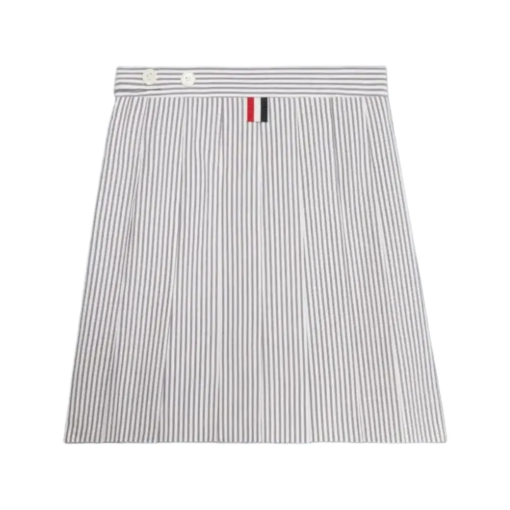 Thom Browne Kids Seersucker Pleated Mini Skirt