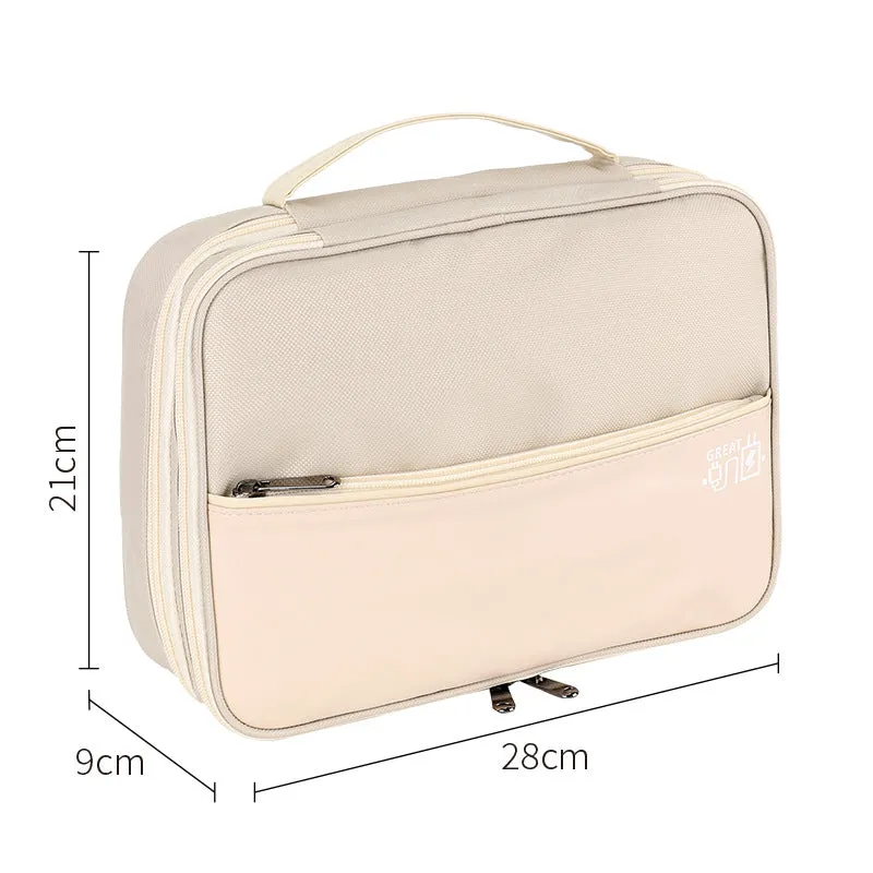 three-layer travel handbag