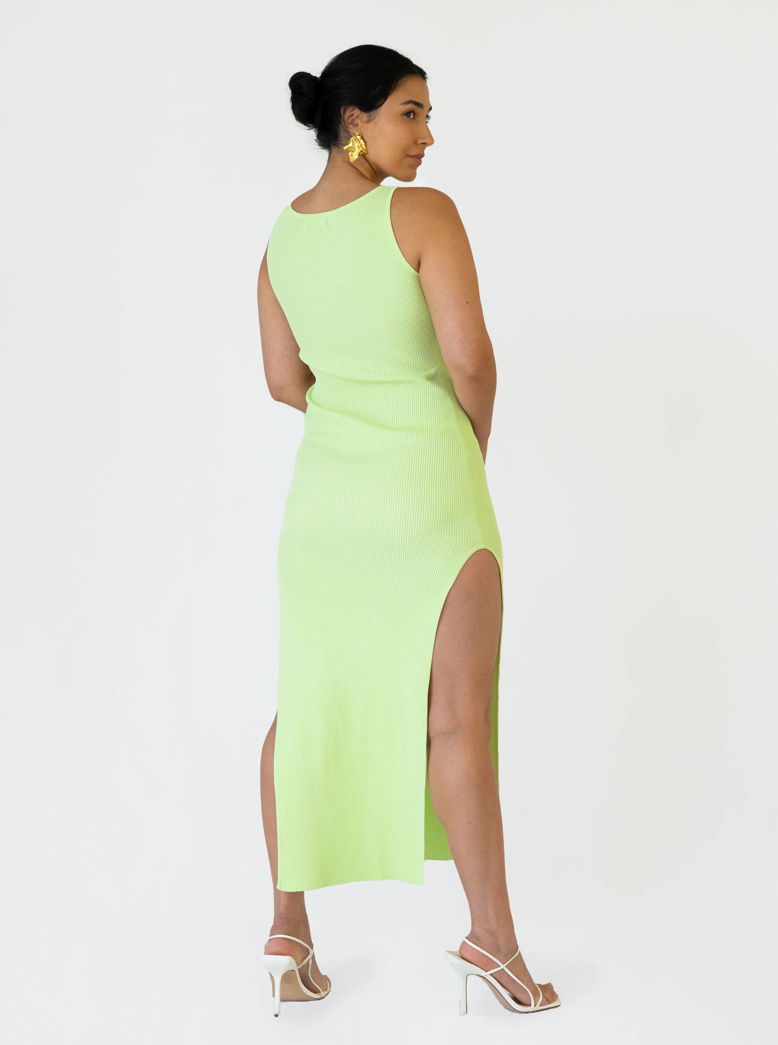 Underline Knit Dress- Melon