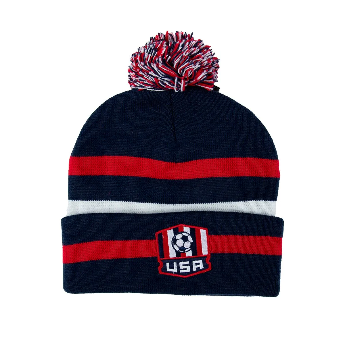 USA Men's Soccer Pom Beanie Red/White/Blue One Size