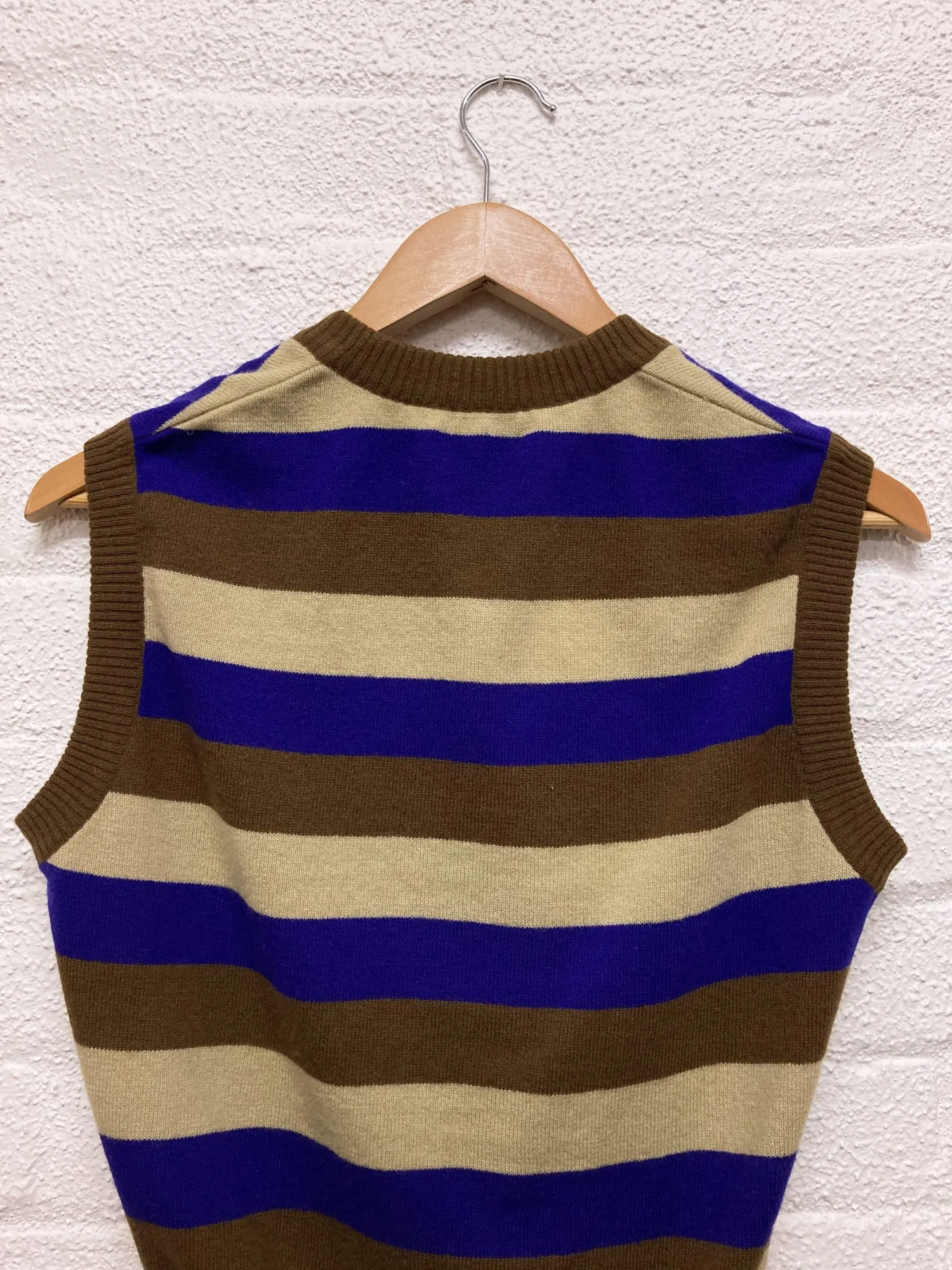 Valentino Uomo 1980s striped brown beige purple wool knitted vest - S M L