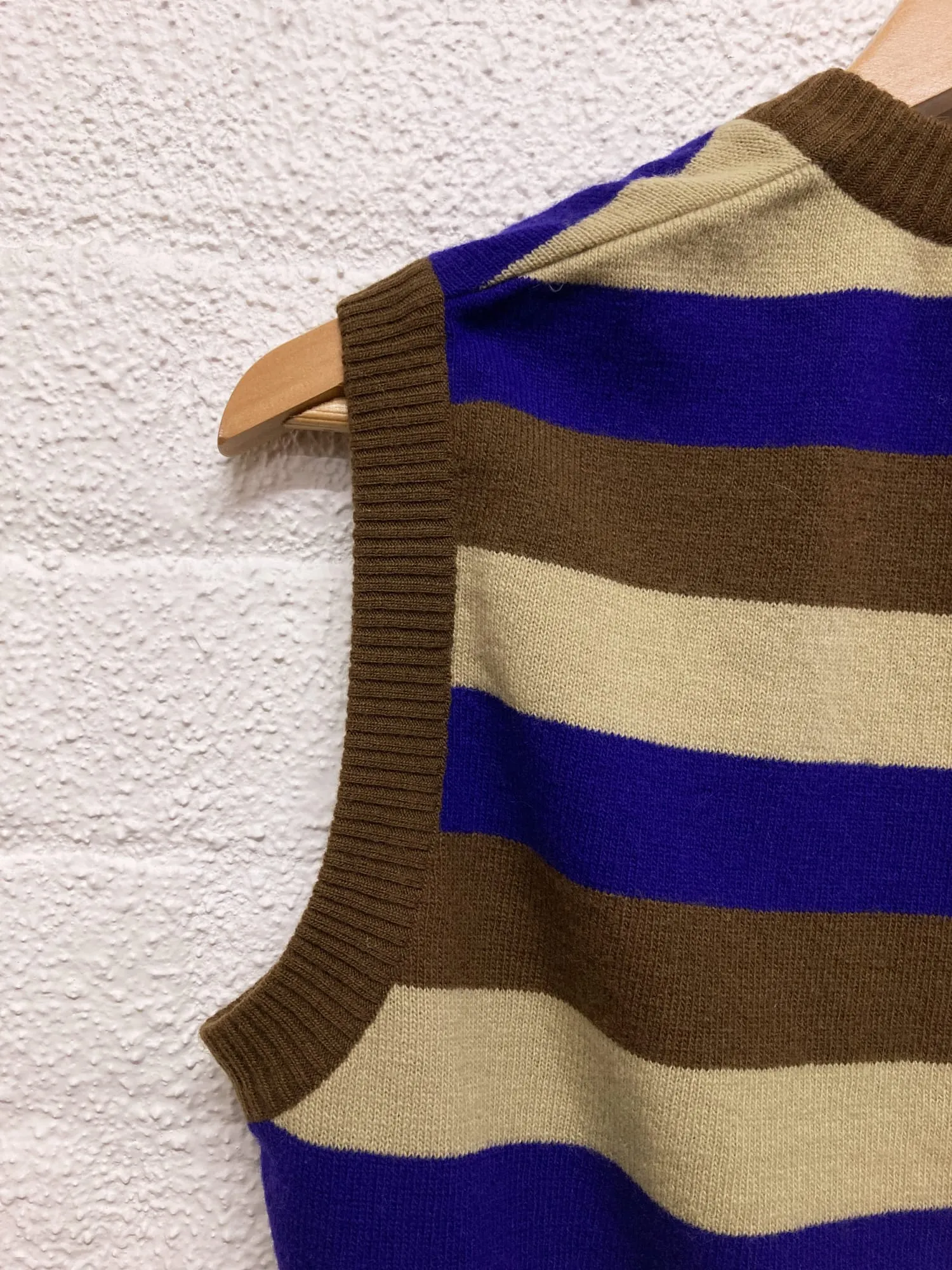 Valentino Uomo 1980s striped brown beige purple wool knitted vest - S M L