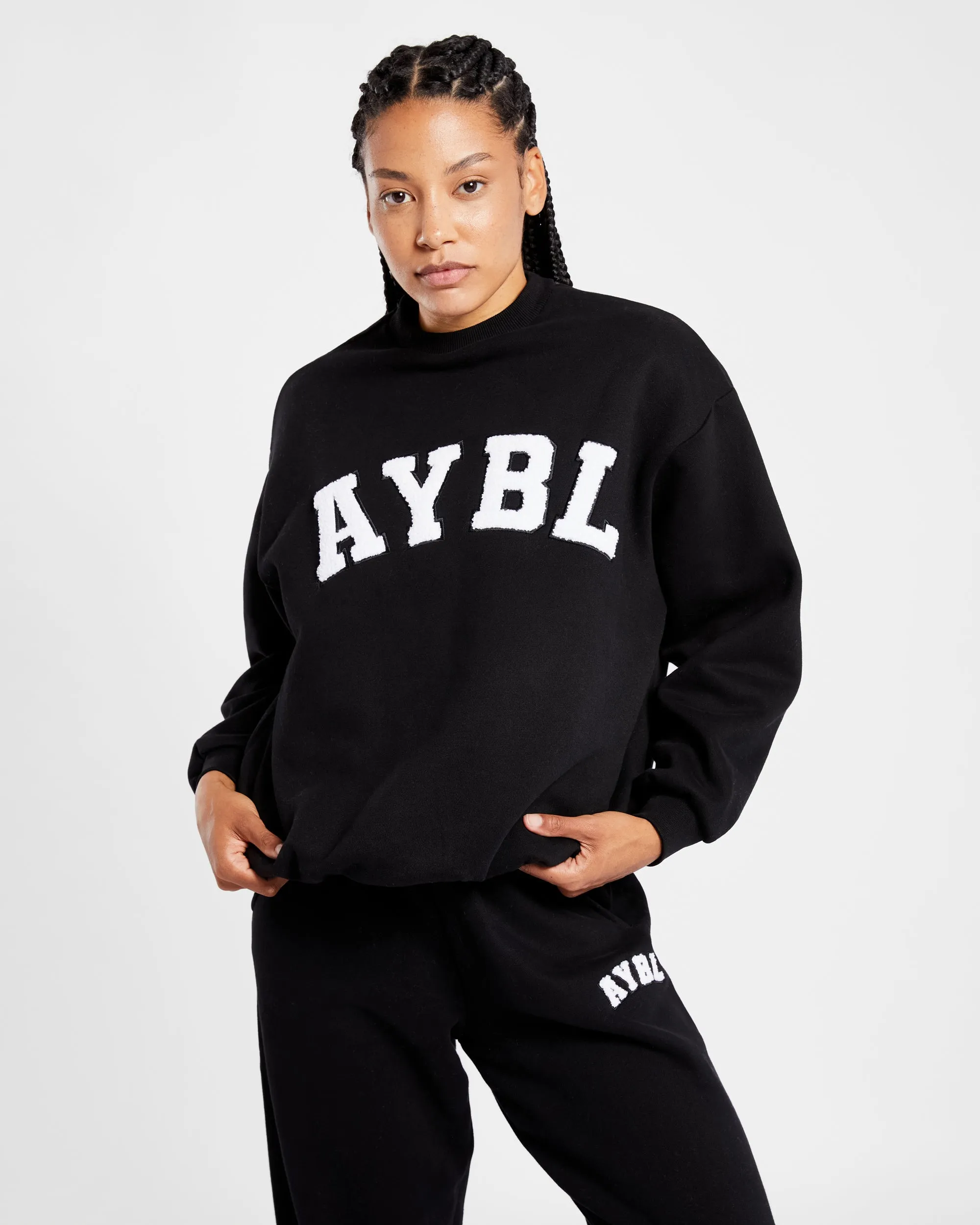 Varsity Oversized Sweatshirt - Black