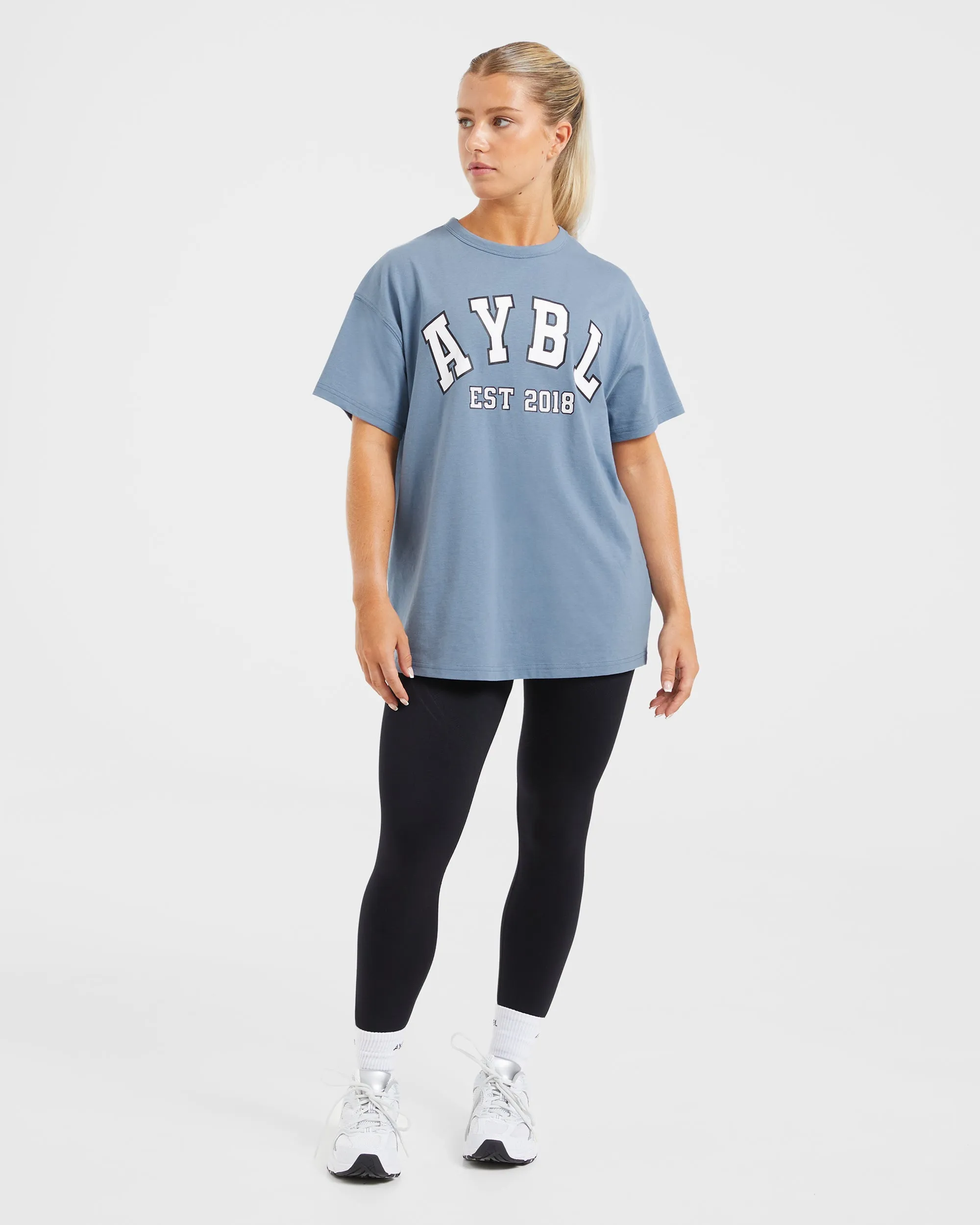 Varsity Oversized T Shirt - Blue