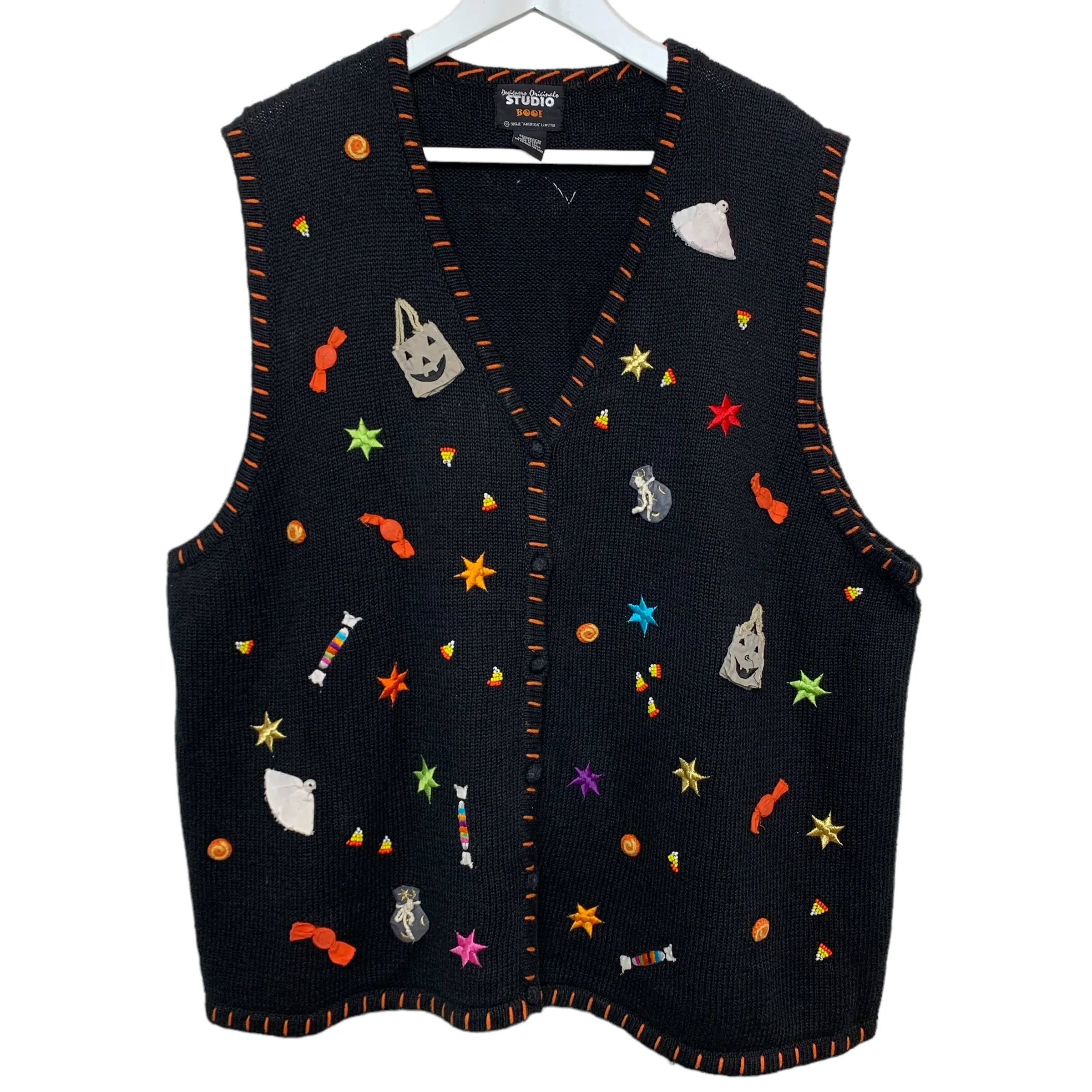 Vintage Designers Originals Studio Halloween Sweater Vest 3X