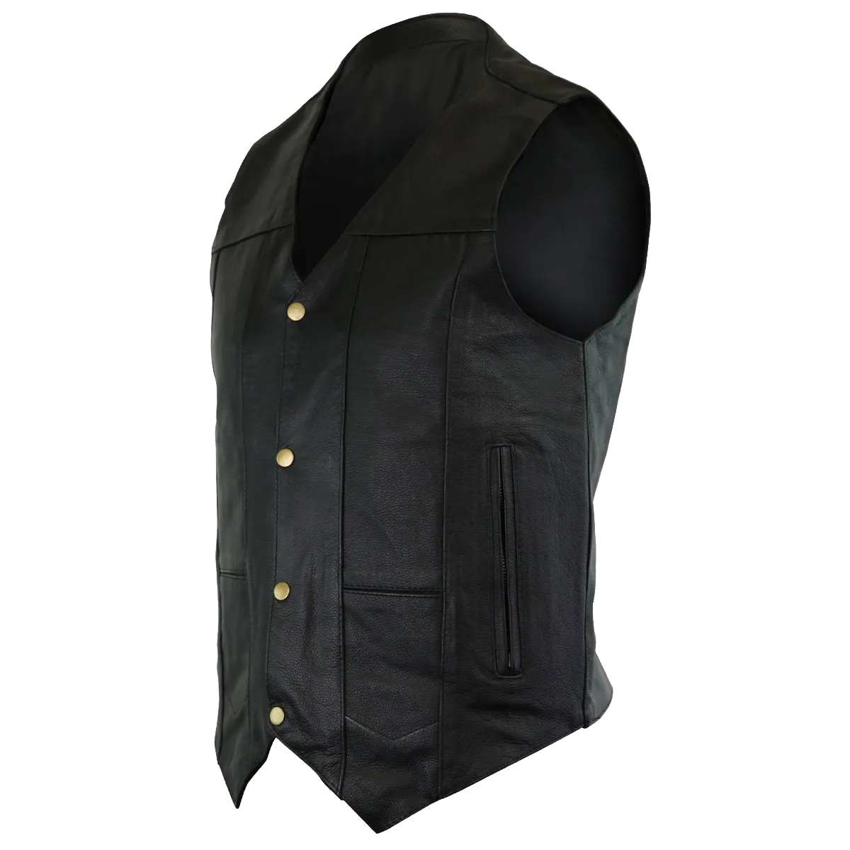 VL917 Vance Leather Men's Concealment Leather Plain Side Vest