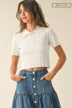 Waitlist 2/5 ♥ Kara Short Sleeve Wide Ribbed Crop Top White