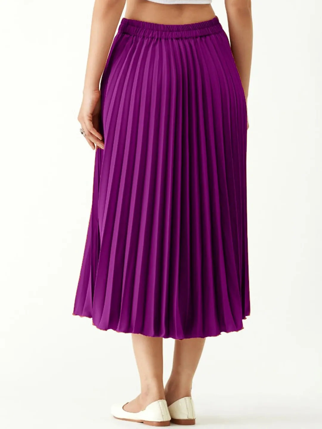 Wine Flared Midi Skirt