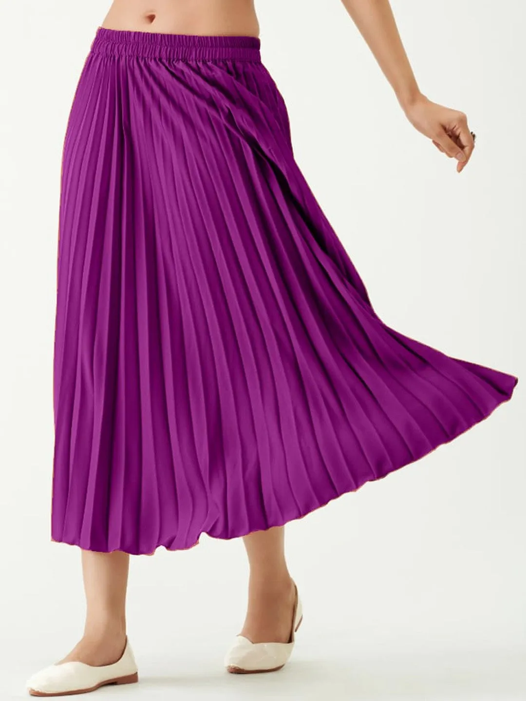 Wine Flared Midi Skirt