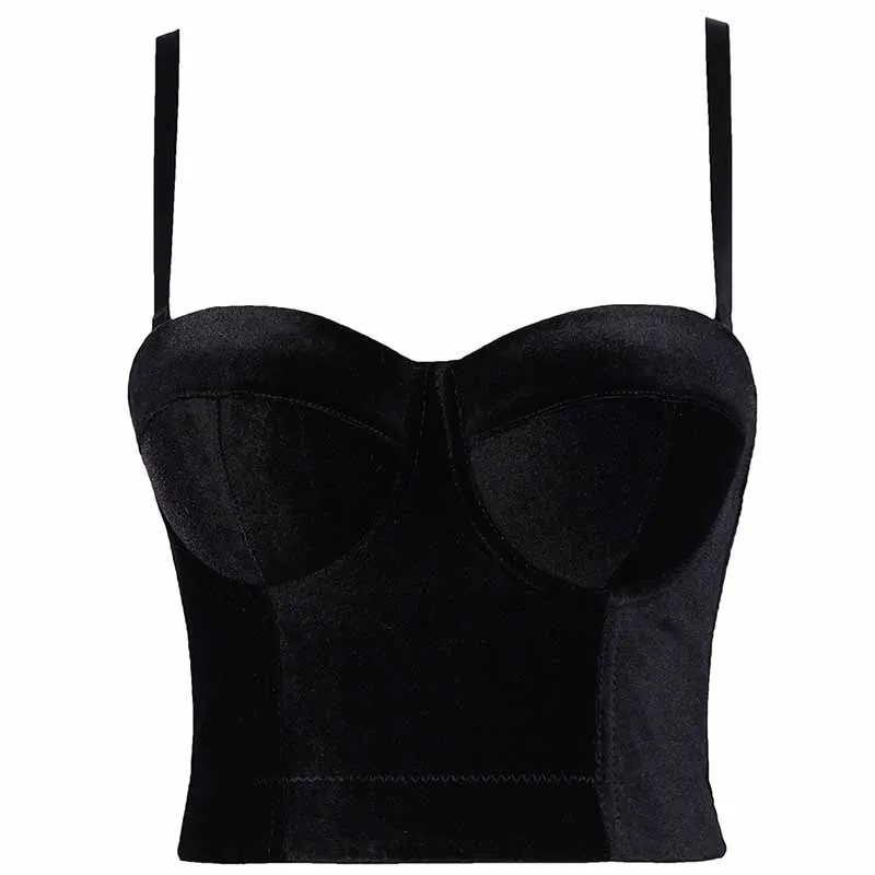 Women Velvet Party Top Evening Going Out Bra Tops