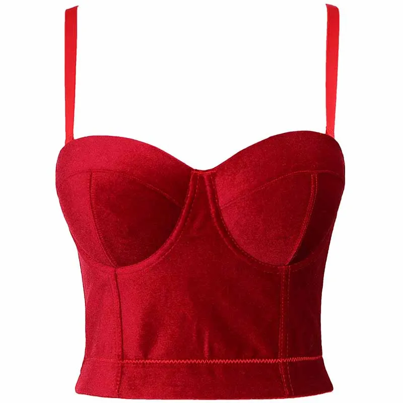 Women Velvet Party Top Evening Going Out Bra Tops