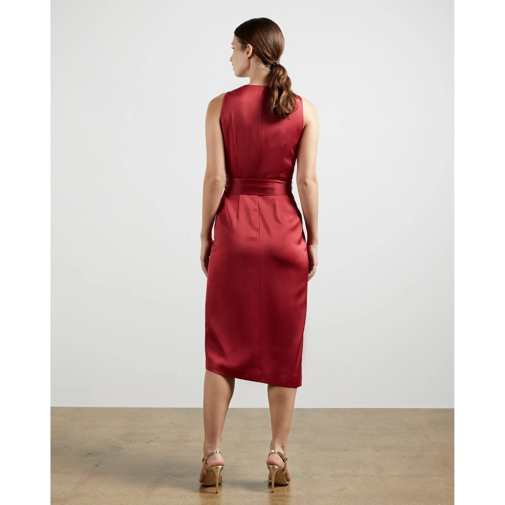 Women Wmd-Chrisey-Fixed Wrap Midi Dress - Red