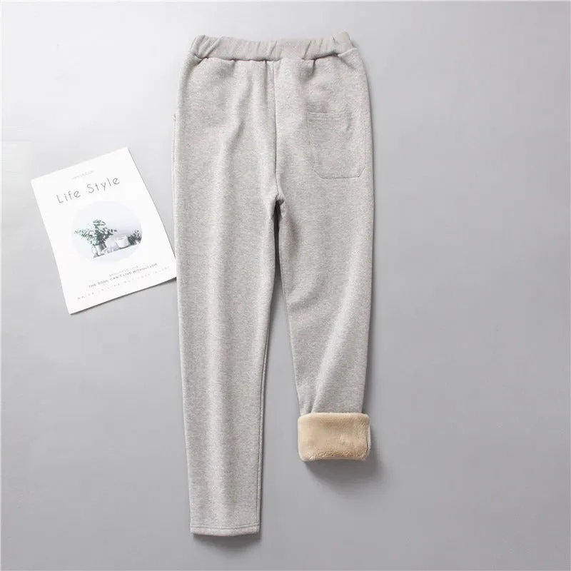 Women's Lamb Fleece Sweatpants Thickened Warm Leggings