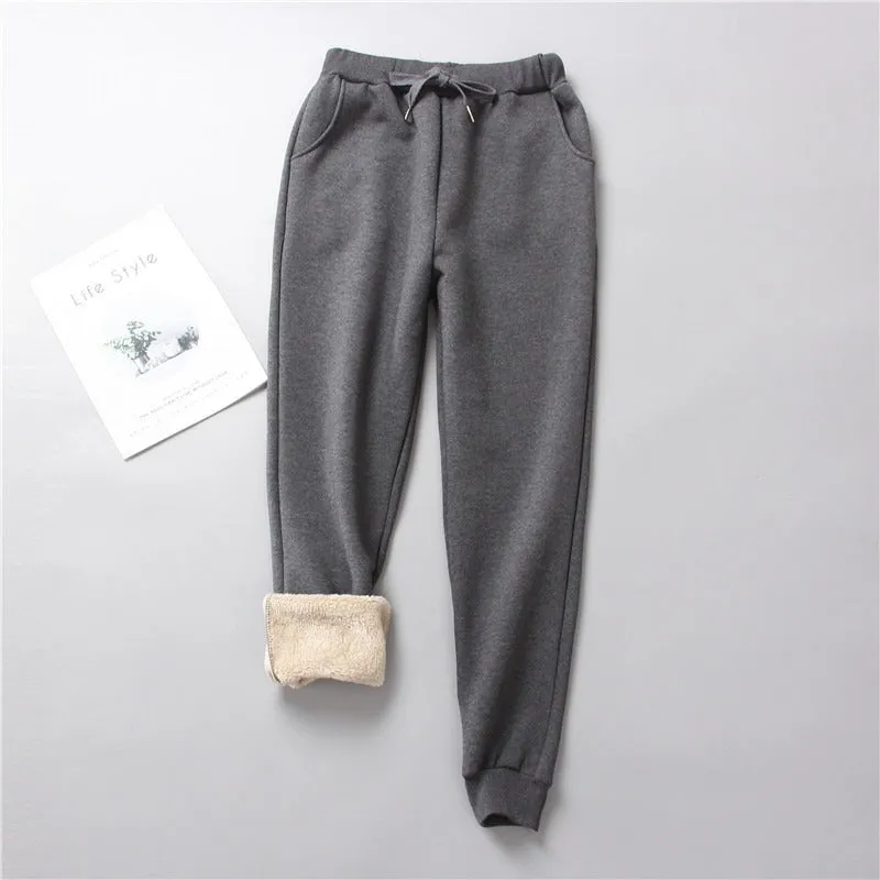 Women's Lamb Fleece Sweatpants Thickened Warm Leggings