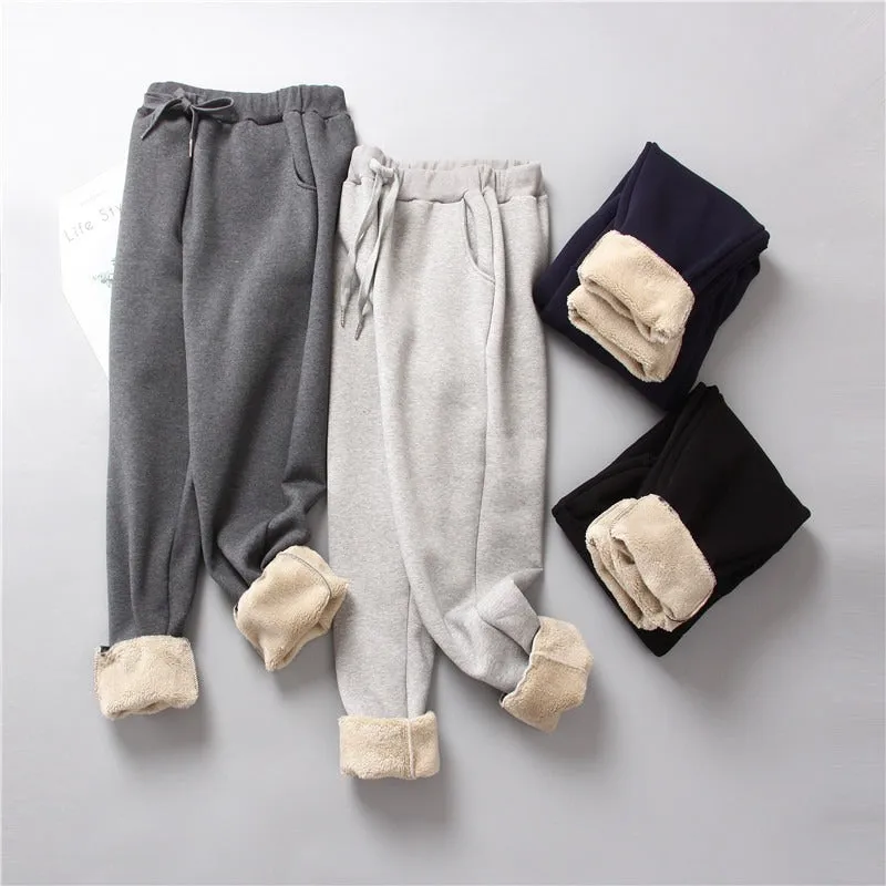 Women's Lamb Fleece Sweatpants Thickened Warm Leggings