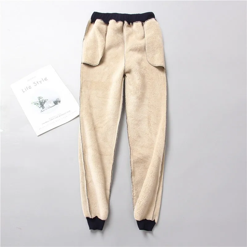 Women's Lamb Fleece Sweatpants Thickened Warm Leggings