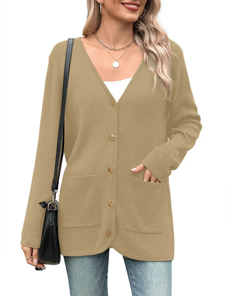 Zeagoo Women's V Neck Button Long Cardigan Sweater