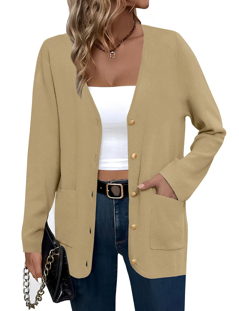 Zeagoo Women's V Neck Button Long Cardigan Sweater