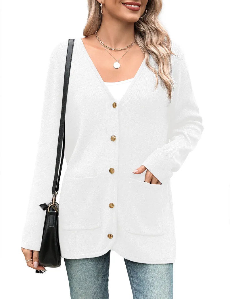 Zeagoo Women's V Neck Button Long Cardigan Sweater