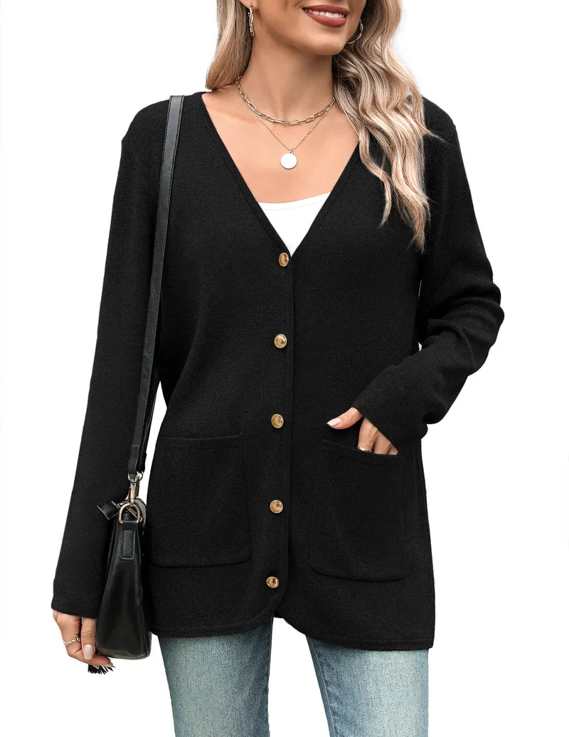 Zeagoo Women's V Neck Button Long Cardigan Sweater