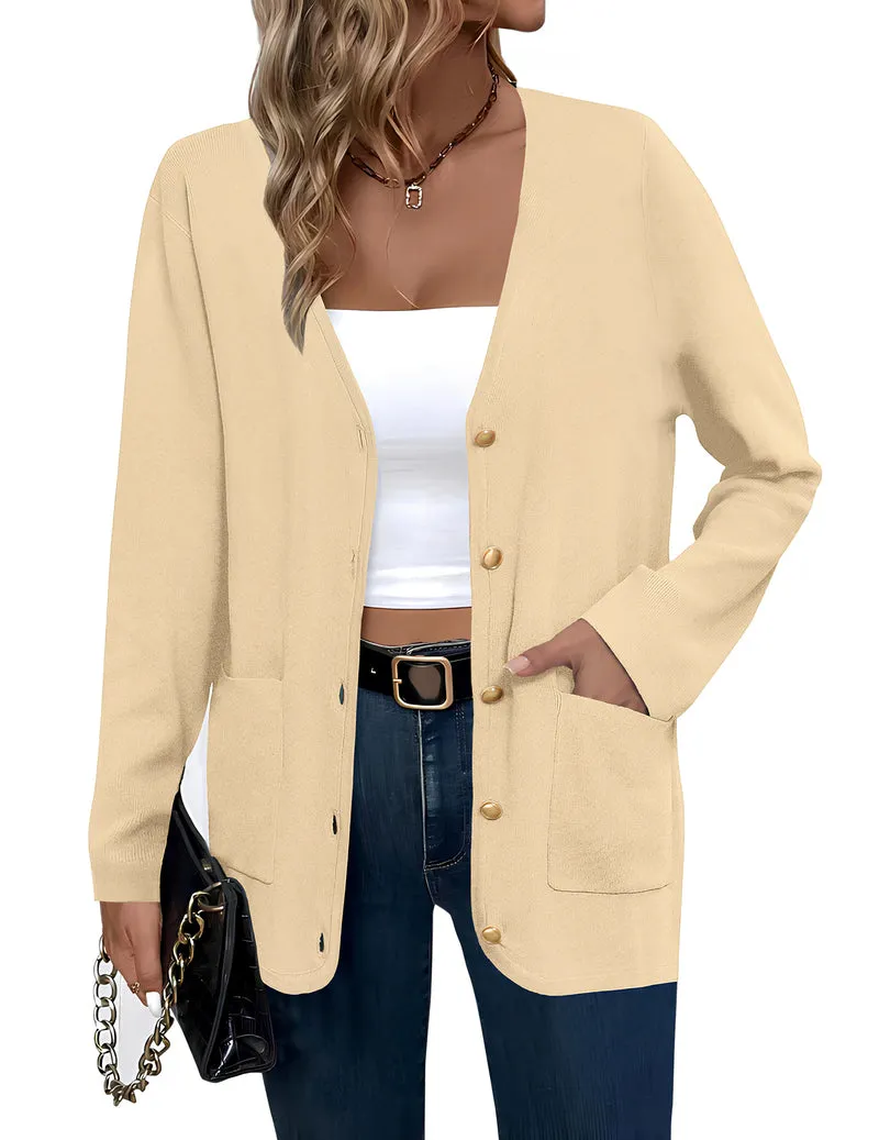 Zeagoo Women's V Neck Button Long Cardigan Sweater